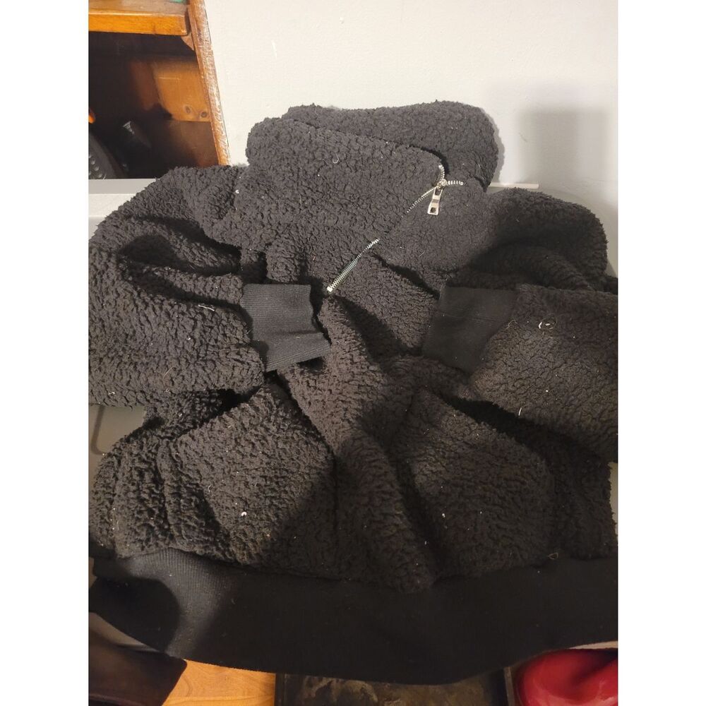 Cozy Black Sherpa Zip-Up Jacket